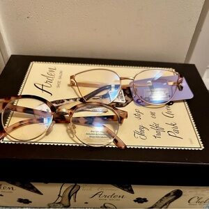 2 pairs of Blue Light Blocking Eyewear Set with Tortoise and Gold Frames